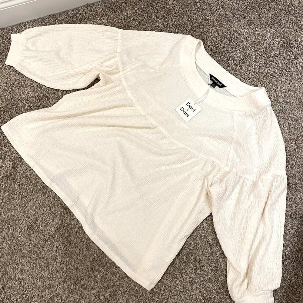 Davi & Dani Boutique Peasant Top, Plus Size, Cream, 3X